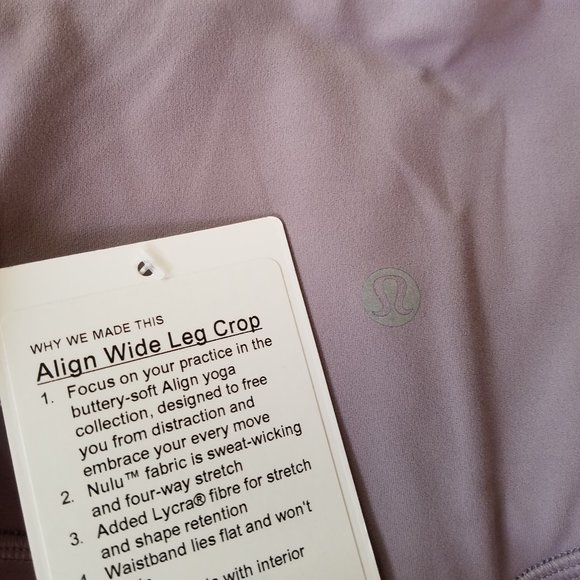 Light purple new  NWT Lululemon Align Wide Leg Crop Size 6 Violet front pockets - Picture 5 of 5